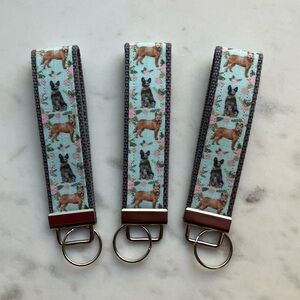 Australian Cattle Dog Floral Key Fob Wristlet Keychain ACD Blue Red Heeler Gift